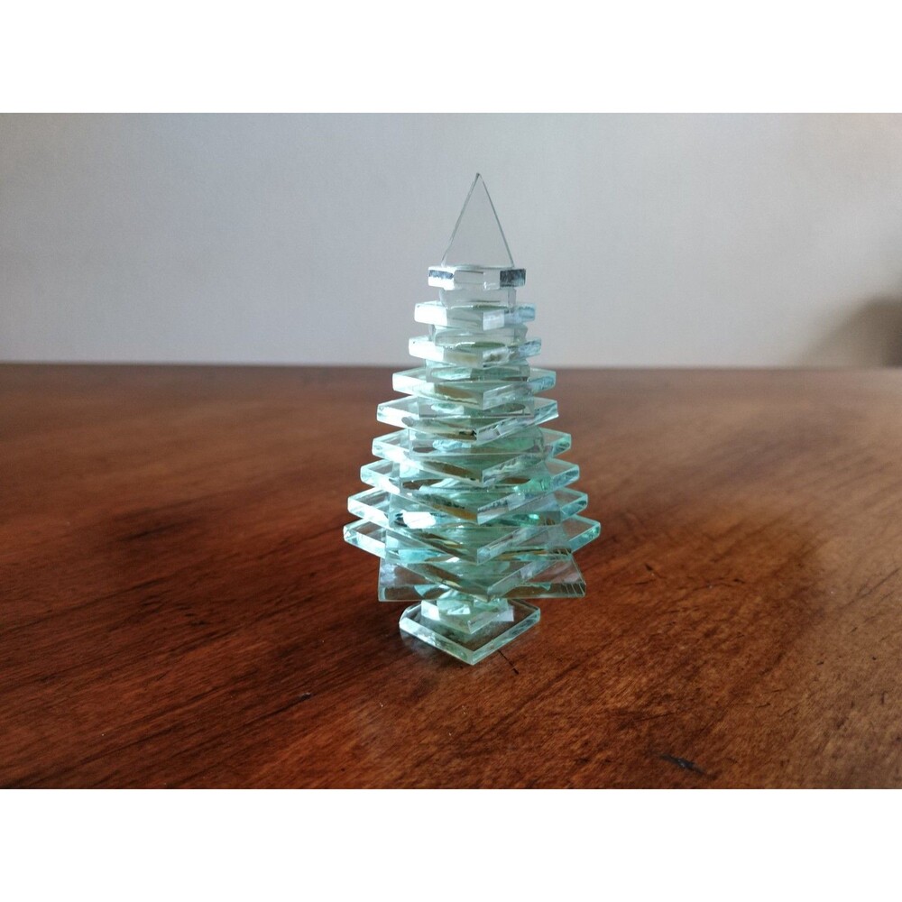 Vintage Stacked Layered Art Glass Pine Christmas Trees Abstract Sculpture ~4.5" - Picture 3 of 11